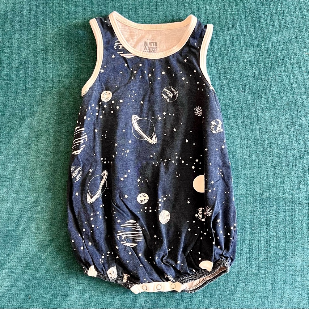 Outer Space Bubble Romper, Winter Water Factory, 12 months